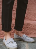 Flat suede loafers με διακοσμητικό 415.122-C