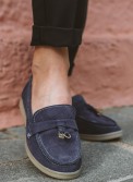 Flat suede loafers με διακοσμητικό 415.122-C