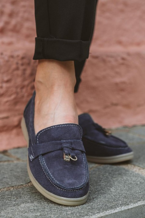 Flat suede loafers με διακοσμητικό 415.122-C