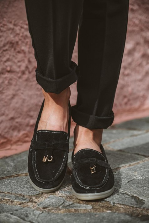 Flat suede loafers με διακοσμητικό 415.122-C