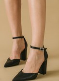 Γόβες μυτερές με σχέδιο V και ankle strap 330.LL1195-L