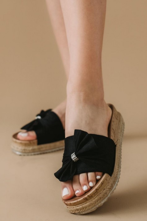 Suede flatforms με φιόγκο 424.568-1-C