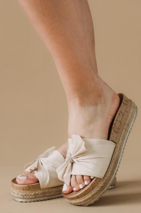 Suede flatforms με φιόγκο 424.568-1-C