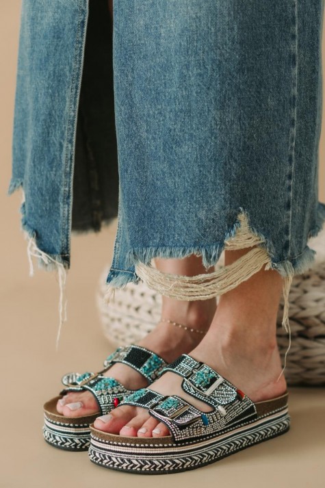 Boho style fussbett flatforms με δυο φάσες 431.HD-055-301-L