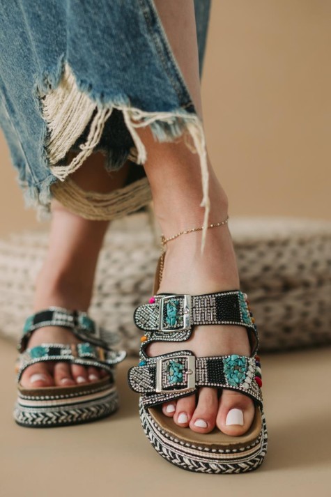 Boho style fussbett flatforms με δυο φάσες 431.HD-055-301-L