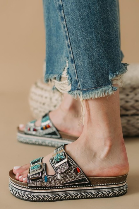 Boho style fussbett flatforms με δυο φάσες 431.HD-055-301-L