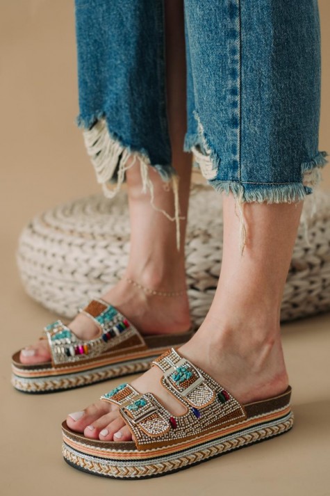 Boho style fussbett flatforms με δυο φάσες 431.HD-055-301-L