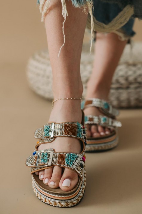 Boho style fussbett flatforms με δυο φάσες 431.HD-055-301-L