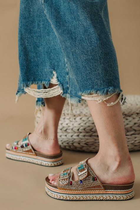 Boho style fussbett flatforms με δυο φάσες 431.HD-055-301-L