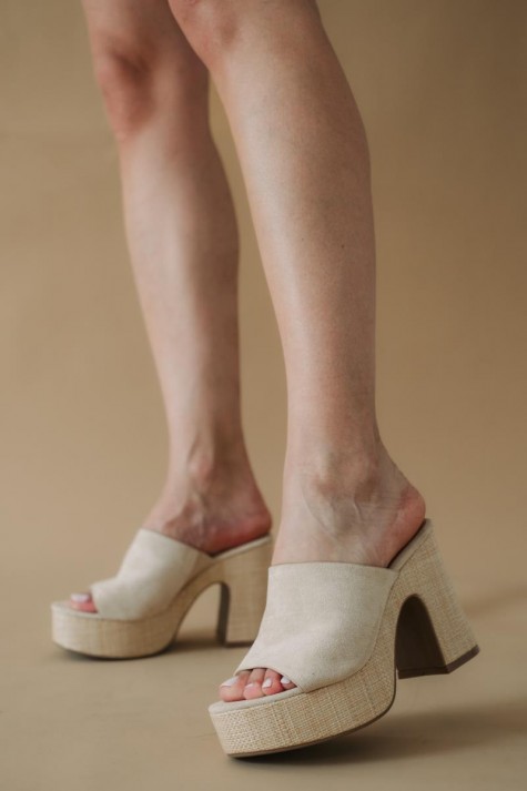 Suede mules με φαρδιά φάσα 431.L23603-C