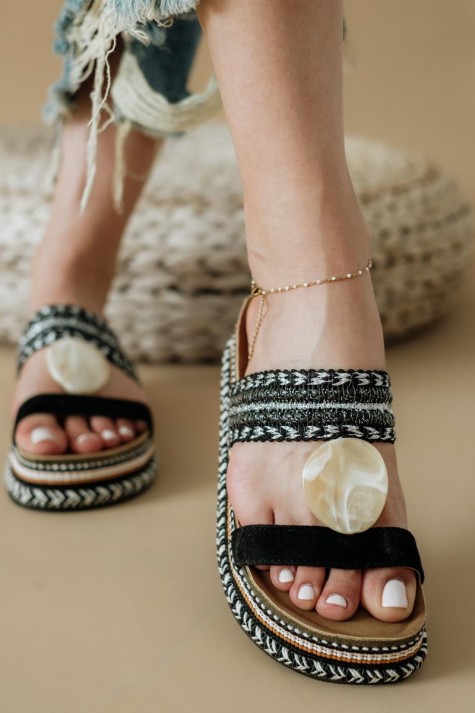 Boho style fussbett flatforms με διακοσμητικό 431.D0060-C