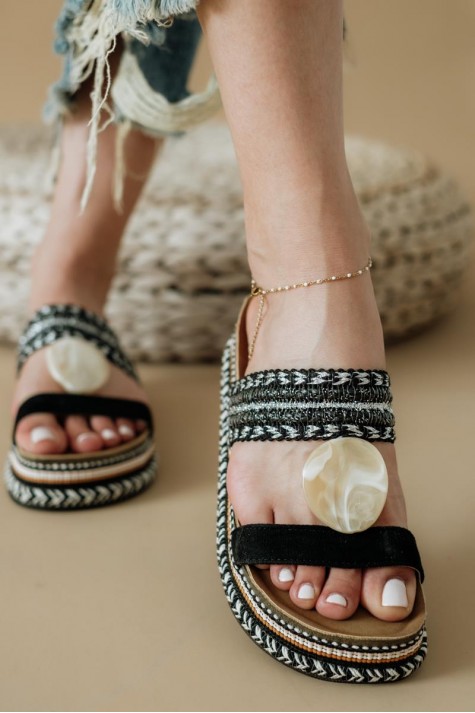 Boho style fussbett flatforms με διακοσμητικό 431.D0060-C