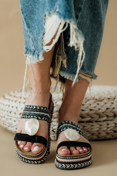 Boho style fussbett flatforms με διακοσμητικό 431.D0060-C