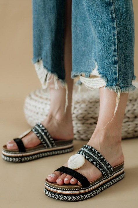 Boho style fussbett flatforms με διακοσμητικό 431.D0060-C