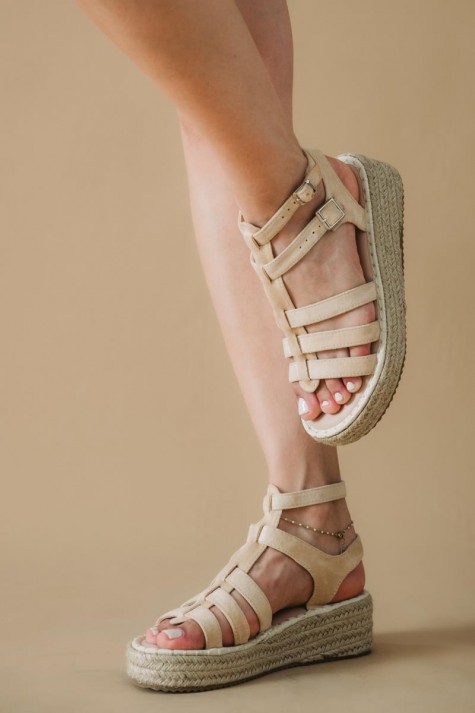 Suede flatforms με λουράκια τύπου gladiator 431.OM6625-L