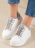 Δίσολα tennis sneakers με κορδόνια με στρας 431.OX23367-L