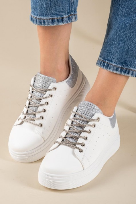 Δίσολα tennis sneakers με κορδόνια με στρας 431.OX23367-L