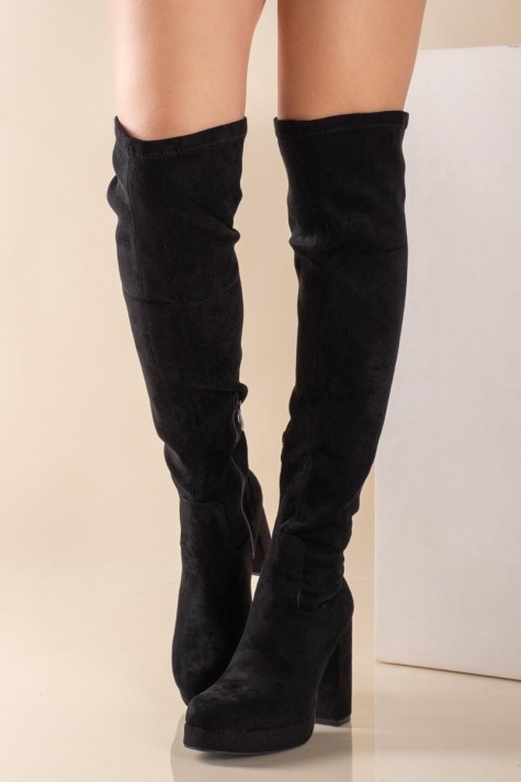 Over the knee suede μπότες με ντυμένο τακούνι 431.LQ79-C