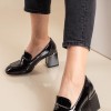 Adams λουστρίνι loafers με τακούνι 004.815-24503-LU ΜΑΥΡΟ