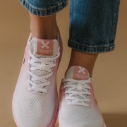 XTI Υφασμάτινα running sneakers 395.142458-F ΓΚΡΙ/ΡΟΖ