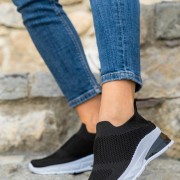 Slip-on υφασμάτινα sneakers 330.LY379-F ΜΑΥΡΟ/ΑΣΠΡΟ