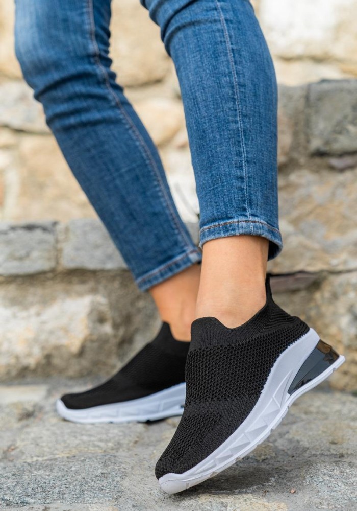 Slip-on υφασμάτινα sneakers 330.LY379-F ΜΑΥΡΟ/ΑΣΠΡΟ