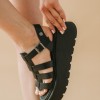 REFRESH Flatforms gladiator style 395.171862-L ΜΑΥΡΟ