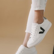 Tennis sneakers με διακοσμητικό στο πλάι 330.C891-L ΑΣΠΡΟ/ΜΑΥΡΟ