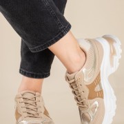 Chunky sneakers σε συνδυασμό υλικών 431.LY697-L ΠΟΥΡΟ