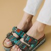 Boho style fussbett flatforms με δυο φάσες 330.TZ696-F ΜΑΥΡΟ