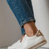 Tennis sneakers με glitter γύρω από την σόλα 330.D7984-L ΑΣΠΡΟ/CHAMPAGNE