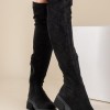 Over the knee suede chunky μπότα 431.OS608-C ΜΑΥΡΟ