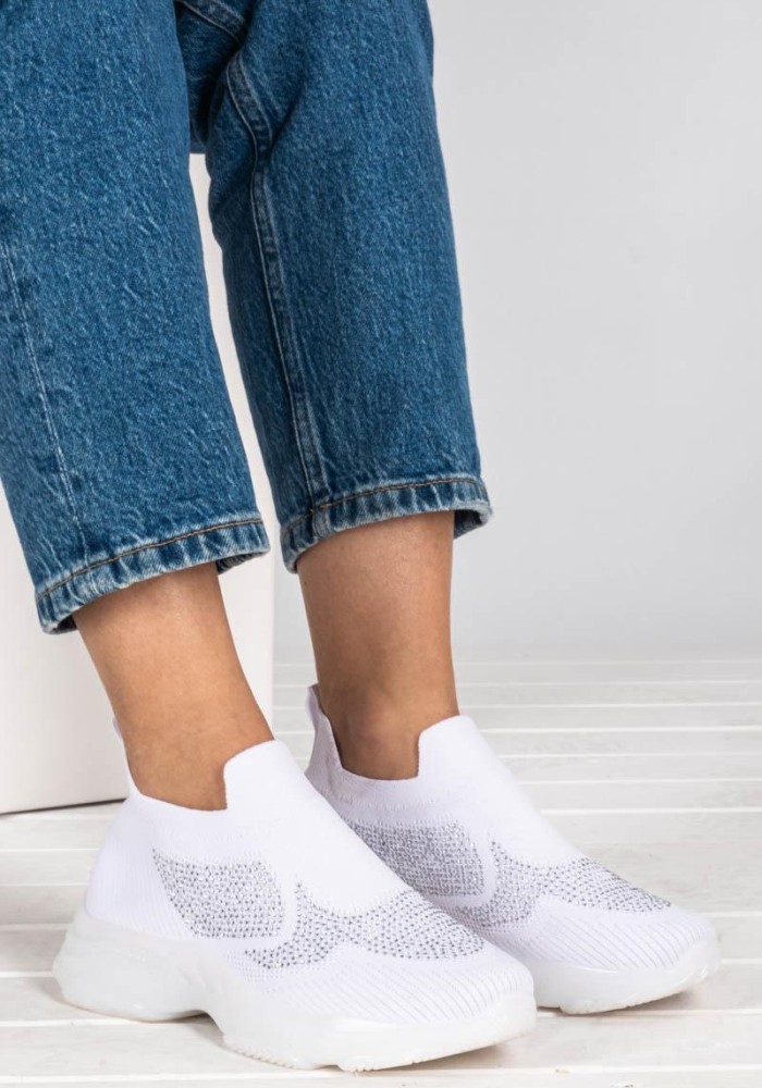 Chunky slip-on sneakers τύπου κάλτσα 416.LY505-F ΑΣΠΡΟ