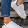 Tennis sneakers με κρακελέ μοτίβο 306.TF187-L ΑΣΠΡΟ