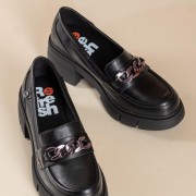 REFRESH loafer με διακοσμητική αλυσίδα 395.172277-L ΜΑΥΡΟ