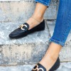 Flat loafers με διακοσμητικό χρυσό σχέδιο 412.H2127-LN ΜΑΥΡΟ