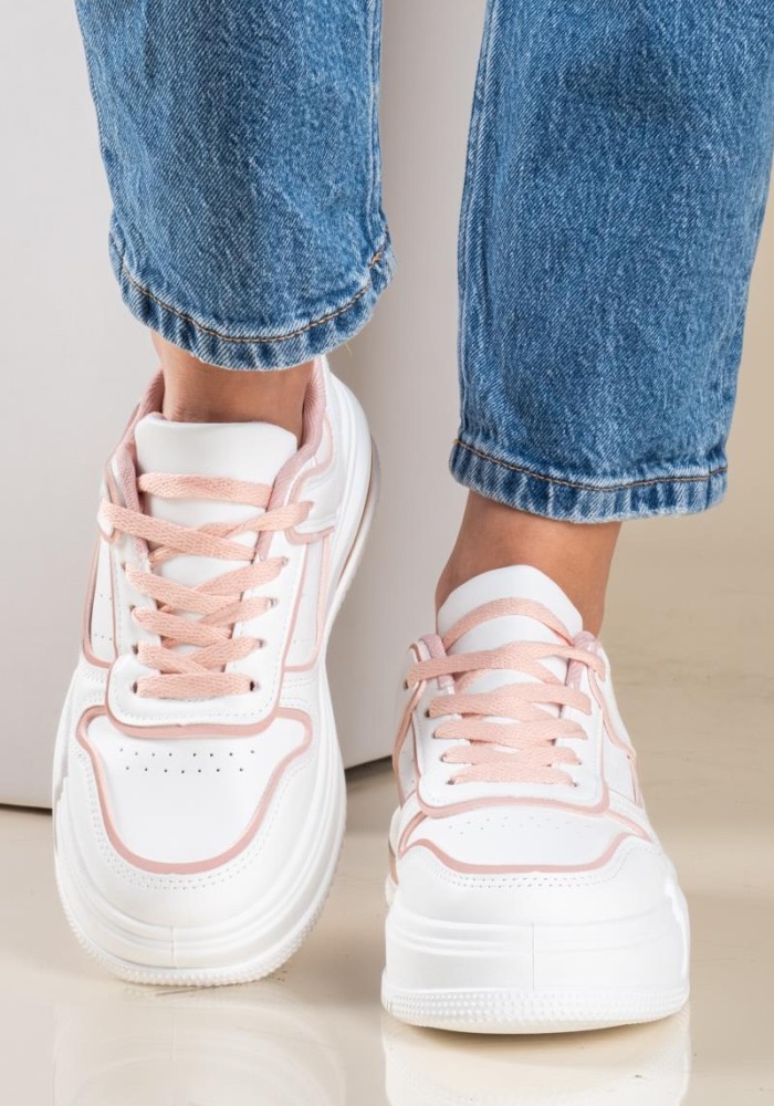 Casual sneakers σε συνδυασμό χρωμάτων 330.OX2337-L ΑΣΠΡΟ/ΡΟΖ