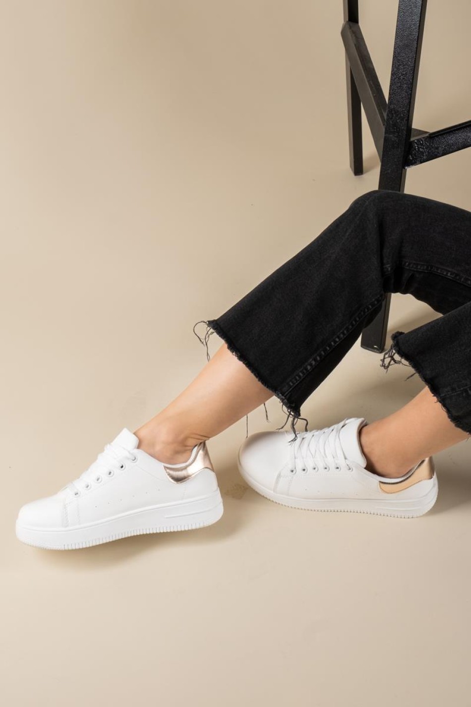 Basic tennis sneakers 431.OX2313-L ΑΣΠΡΟ/CHAMPAGNE