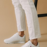 Casual μονόχρωμα sneakers 330.602-2-L ΑΣΠΡΟ