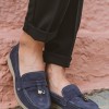 Flat suede loafers με διακοσμητικό 415.122-C ΜΠΛΕ