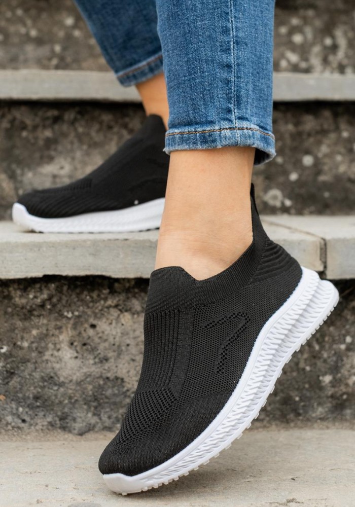 Slip-on υφασμάτινα sneakers 330.LY380-F ΜΑΥΡΟ/ΑΣΠΡΟ