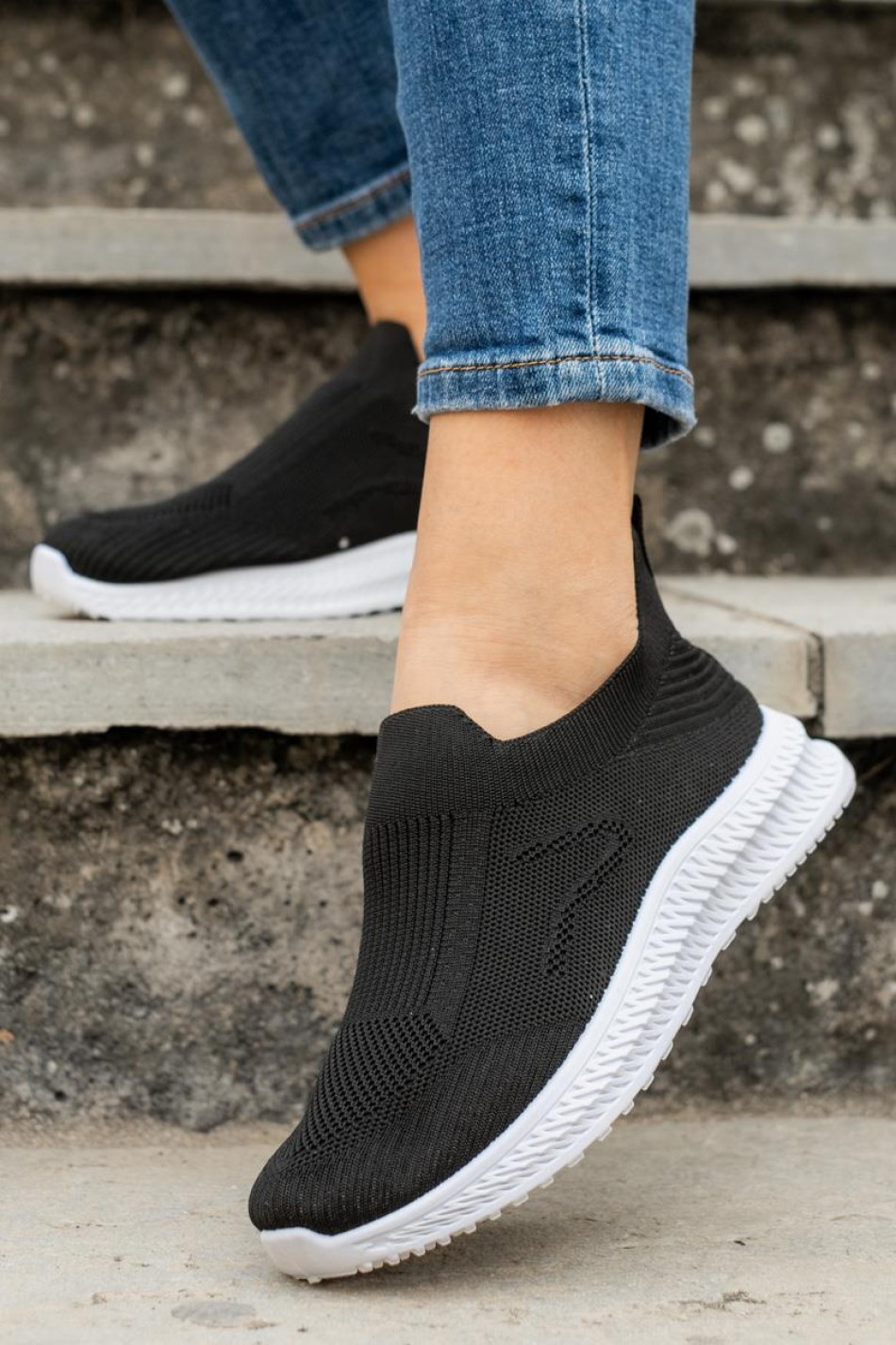 Slip-on υφασμάτινα sneakers 330.LY380-F ΜΑΥΡΟ/ΑΣΠΡΟ