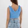 V-Cut Crop Top με Βολάν 402.0845-TOP ΓΑΛΑΖΙΟ