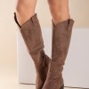 Western suede μπότες με εξωτερικές ραφές 431.7612-T03-C ΠΟΥΡΟ