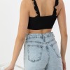 Crop Top με Βολάν 402.0759-TOP ΜΑΥΡΟ