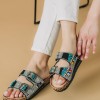 Boho style fussbett flatforms με δυο φάσες 330.TZ693-F ΜΑΥΡΟ