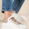 Δίσολα tennis sneakers με κορδόνια με στρας 431.LY681-L ΑΣΠΡΟ/CHAMPAGNE