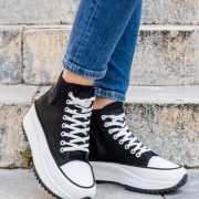 Refresh πάνινα sneakers με ιδιαίτερη σόλα 395.170846-F ΜΑΥΡΟ