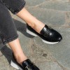 Ματ loafers με διακοσμητική αγκράφα 330.LL1476-L ΜΑΥΡΟ