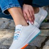 Casual sneakers με δίχρωμη σόλα και πολύχρωμα κορδόνια 330.LLN308-L ΑΣΠΡΟ/ΠΟΡΤΟΚΑΛΙ